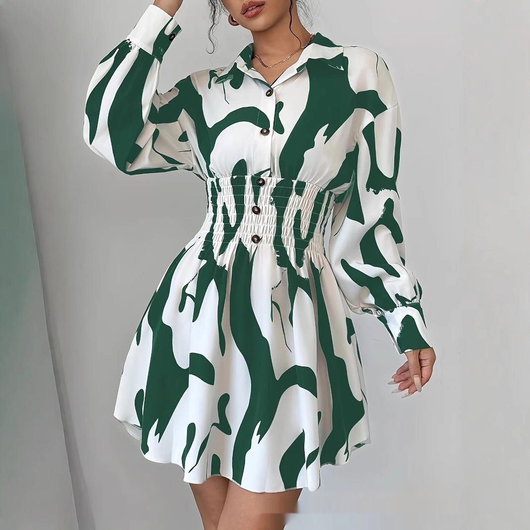 European And American-style Fashionable Collar-lined Dress