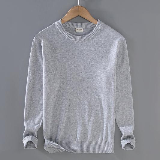 Men's Top Pullover Inner Stretch Rib Round-neck Sweater