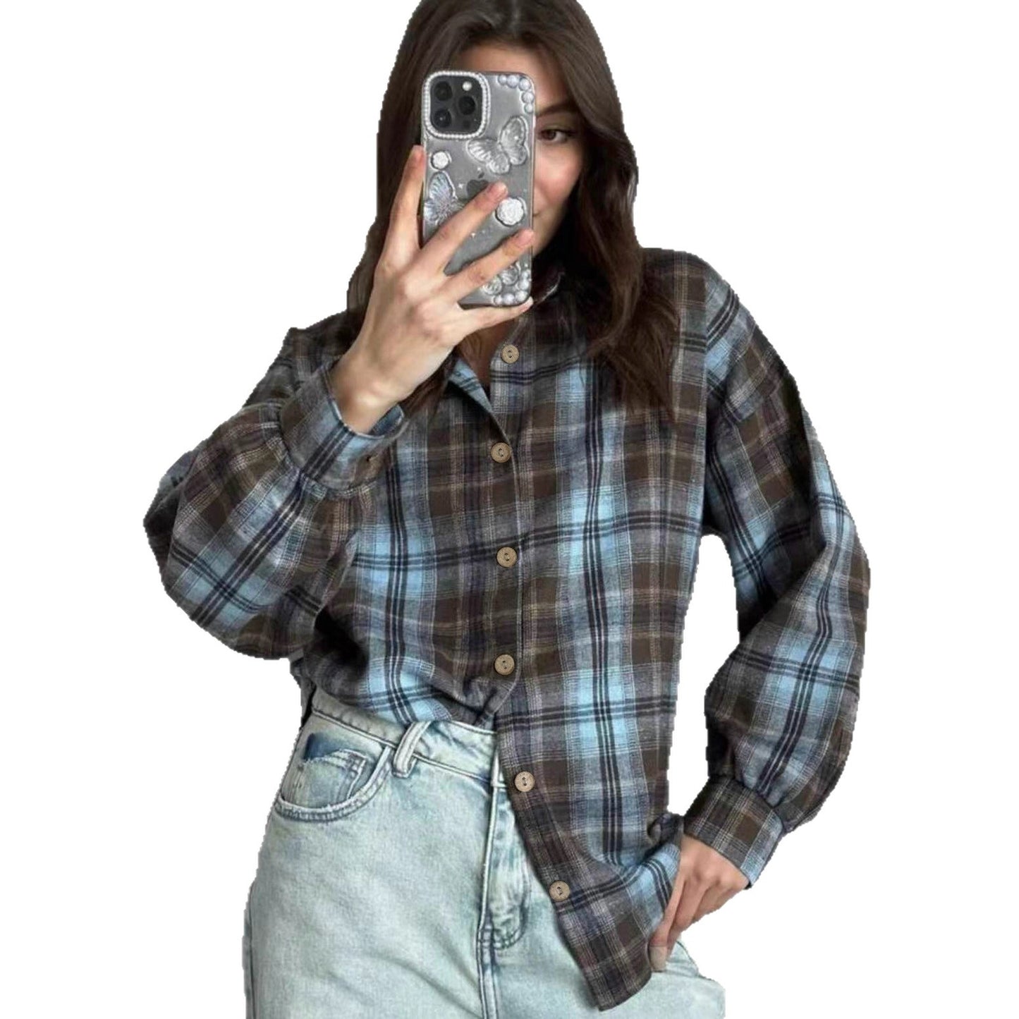 New Stylish Springfall Top Plaid Shirt Jacket