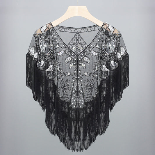 Tassel Shawl Vintage Sequined Cloak