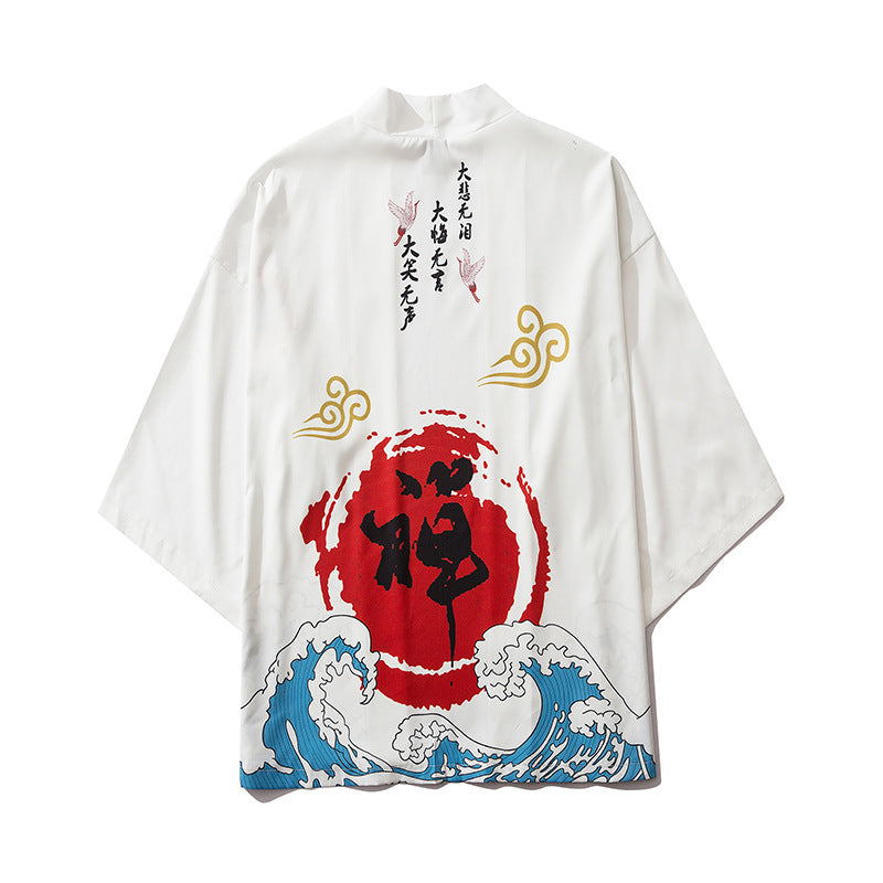 Printed Japanese Kimono Men's And Women's Cloak Jacket Road Robe Pajamas Cardigan