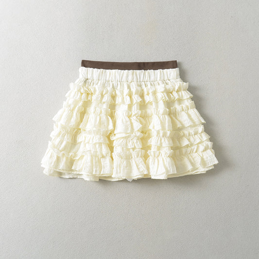 New Women's American Cream Stitching Secret Exam Skirt