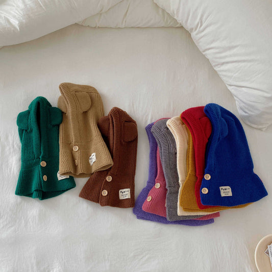 Children's Hat Scarf Integrated Fashion Baby Shawl Woolen Cap