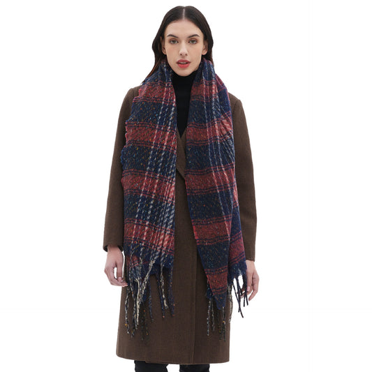 European And American Men's And Women's Plaid Tassel Scarf