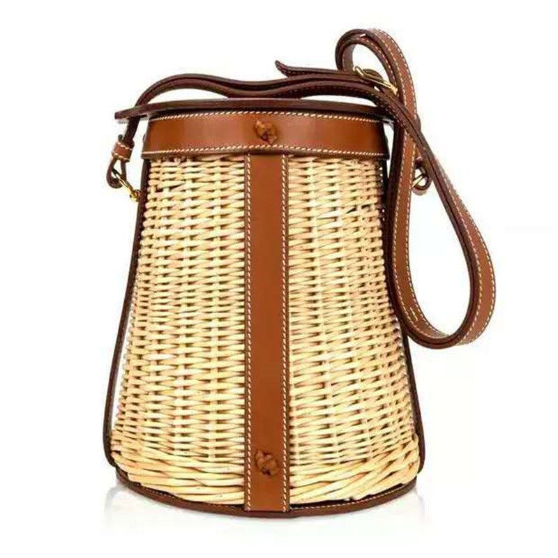 Borsa A Secchio Intrecciata Di Paglia Holiday Beach Bag Tessuta
