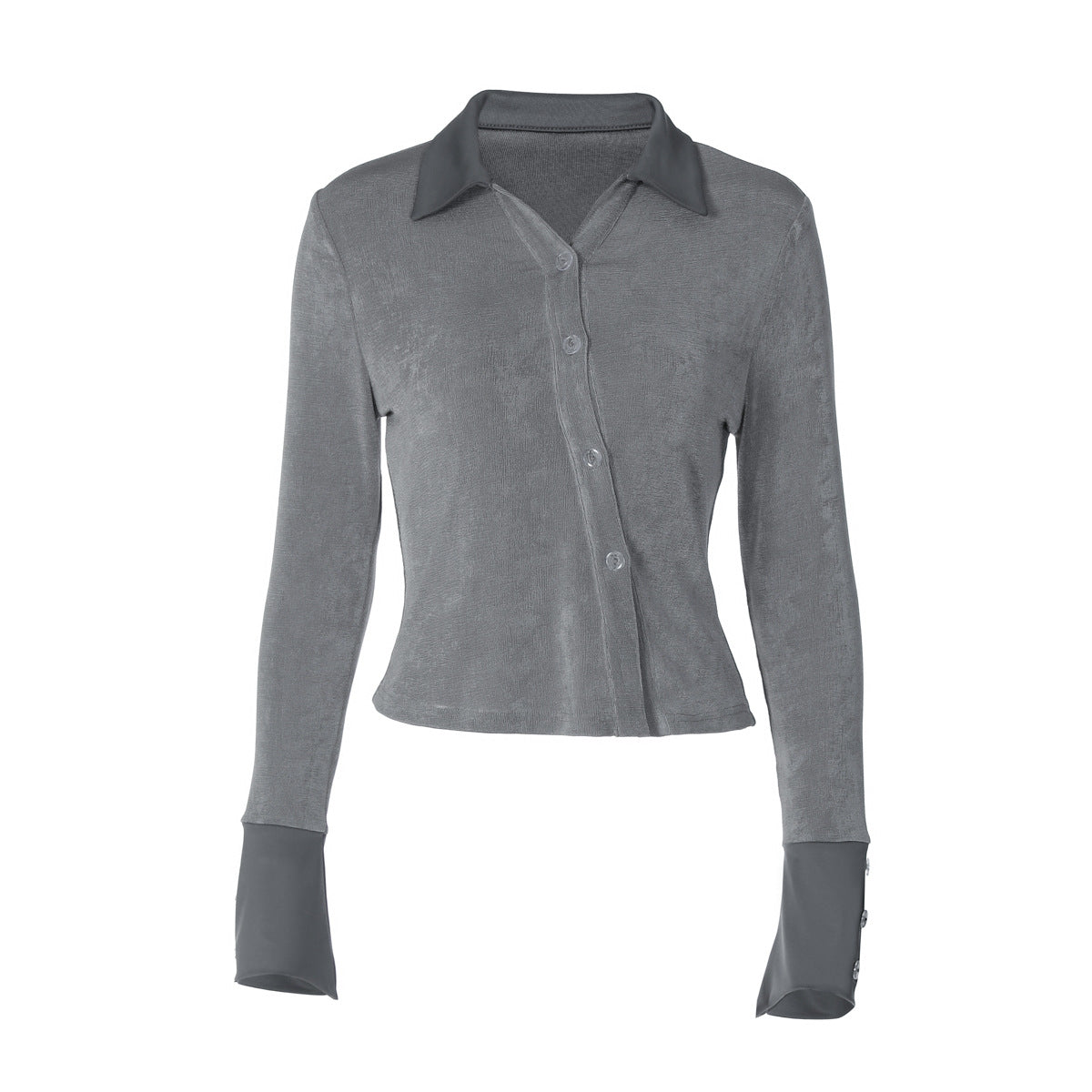 Fashion Solid Color Bottoming Cardigan Button Top