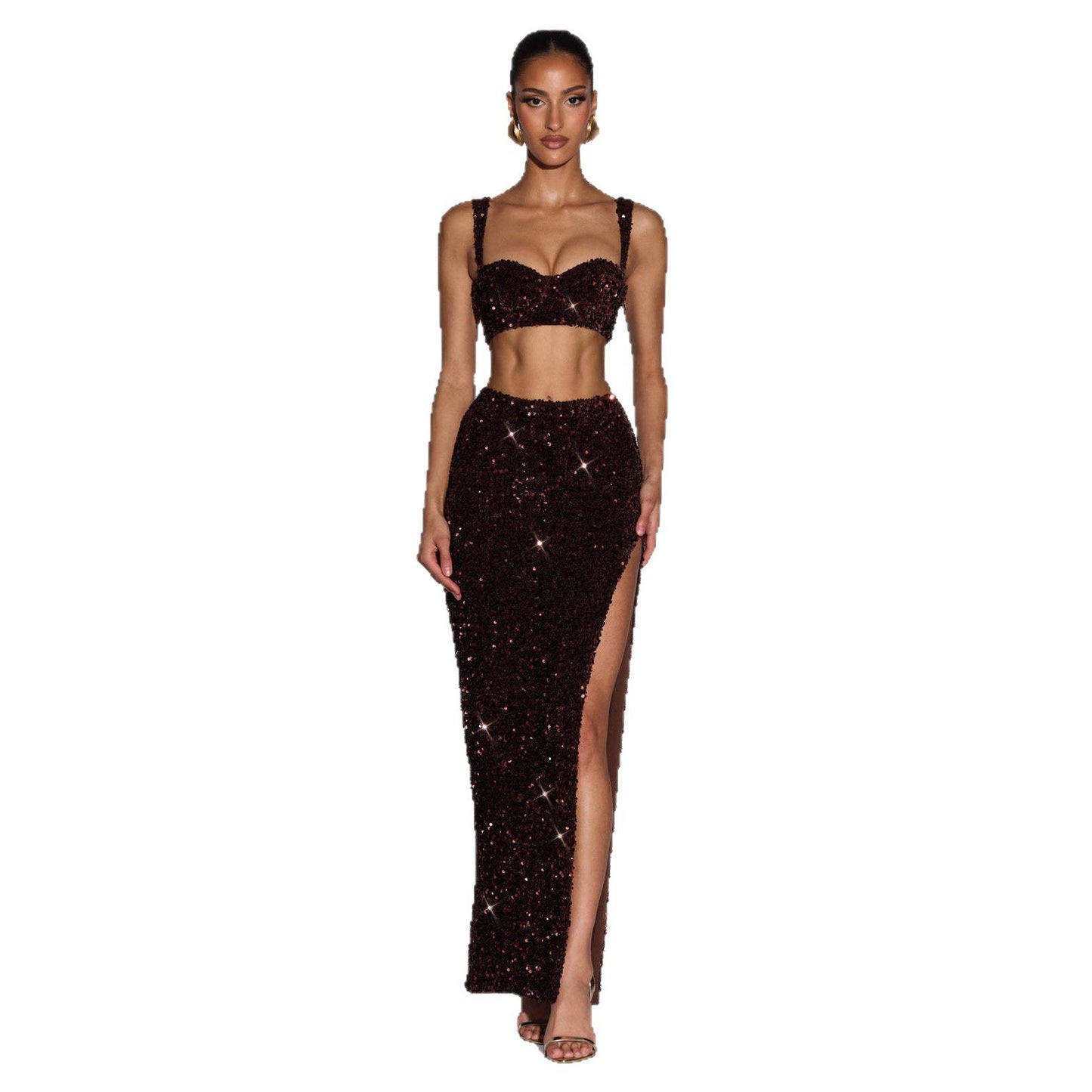 Womens Trendy Vest Top And Slit Skirt Set