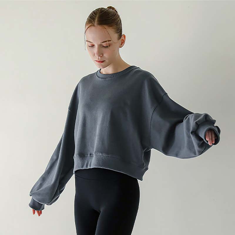 Langærmet Rundhalset Pullover Afslappet Kort Sweater