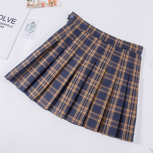 Plaid Pleated Skirt Women's Autumn And Winter High Waist Short