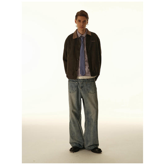 Mens Retro Workwear Jacket Short-Style Outerwear