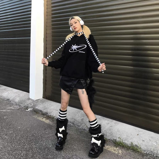 Subculture Star And Bone Element Cute Leg Sleeve Set