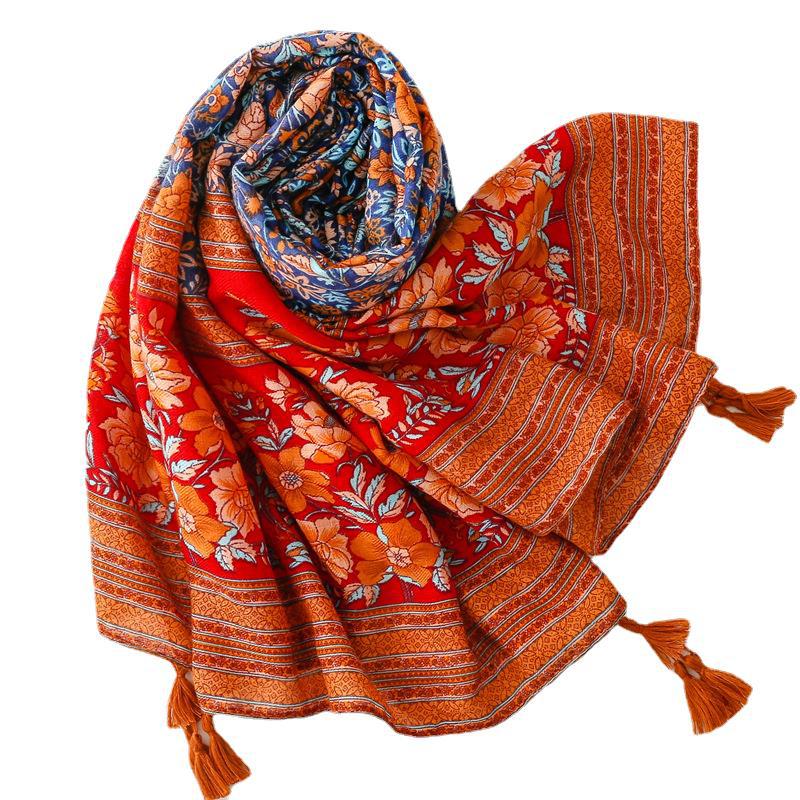 Women's Shawl Red And Blue Classical Nation