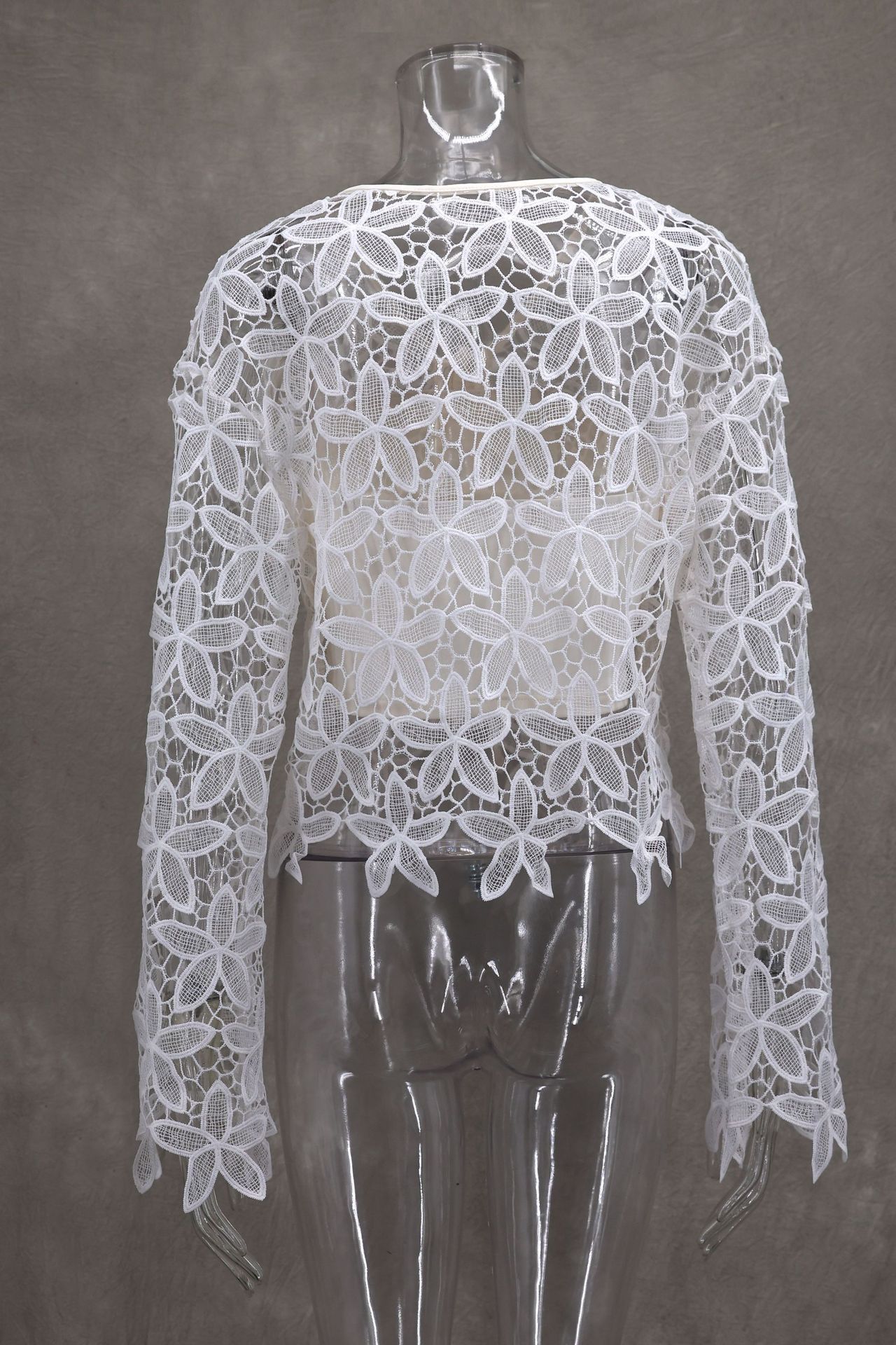 Elegant Refined Handmade Lace Flower Cutout Embroidered Tube Top Bandage Dress Coat