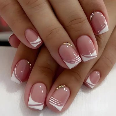 Nail Art High Fashion Simple Rhinestone Butterfly Flower Cow Wear Nail 24 Pieces