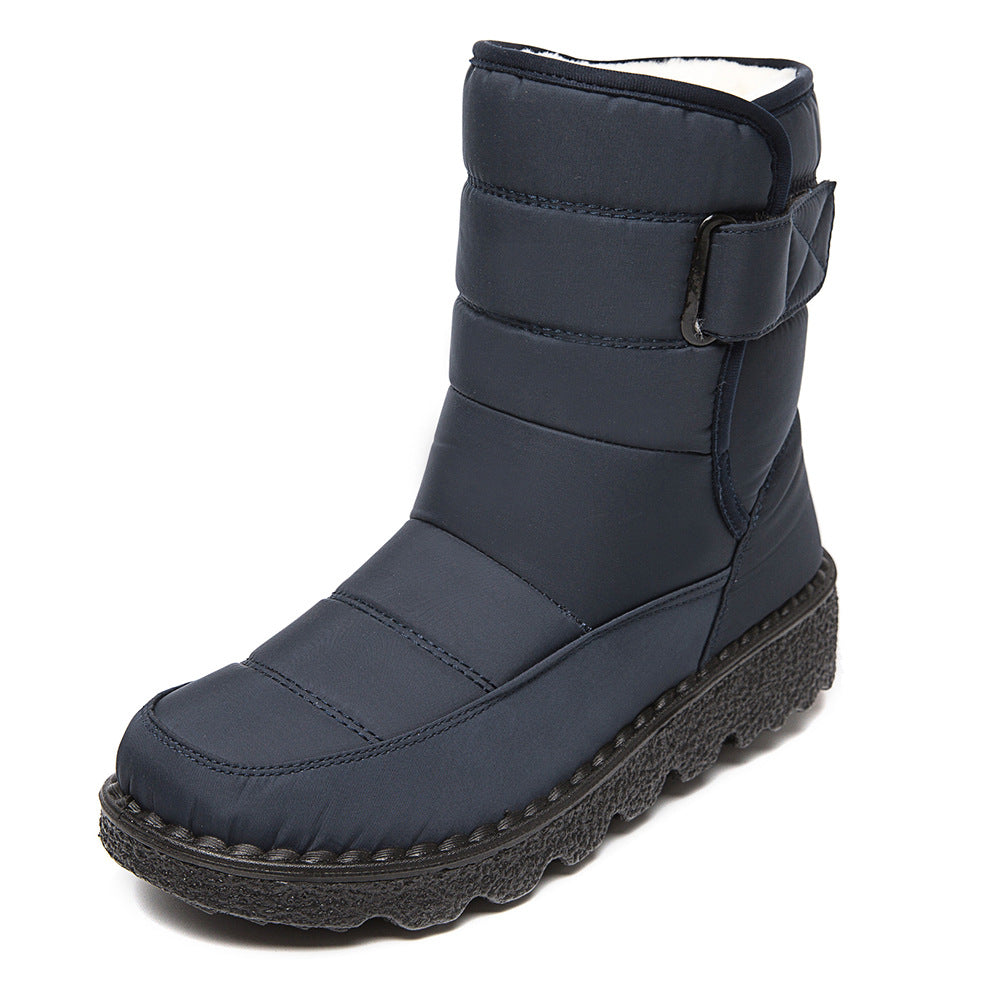 Velcro Waterproof Cotton Shoes Mid-tube Casual Women's Boots