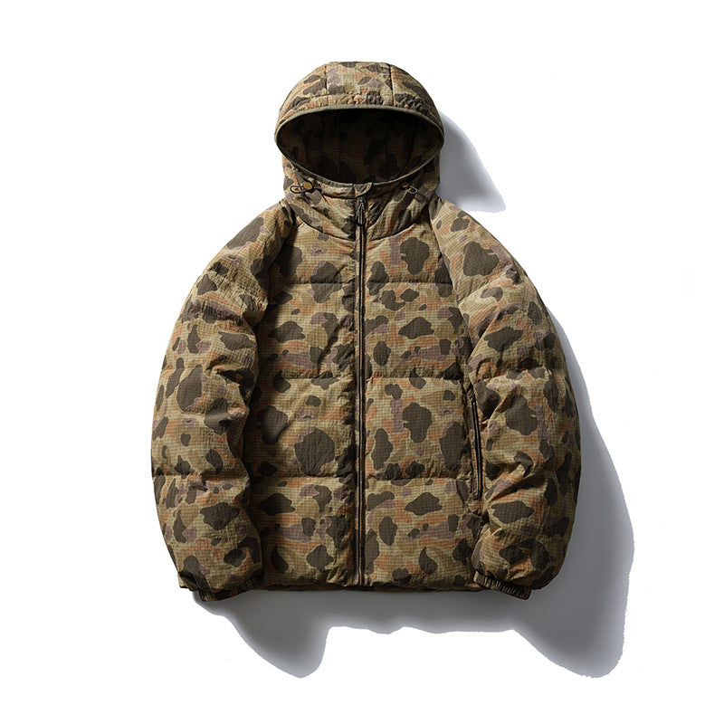 Winter Camouflage White Duck Down Three-proof Warm Coat For Women