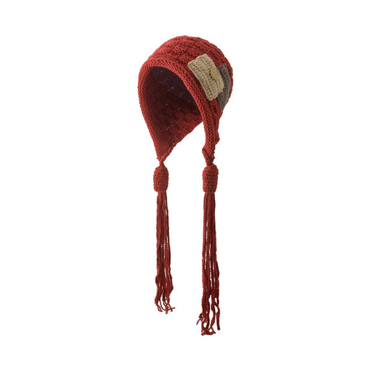 Chinese Ethnic Style Tassel Warm Ear Protection Woolen Cap