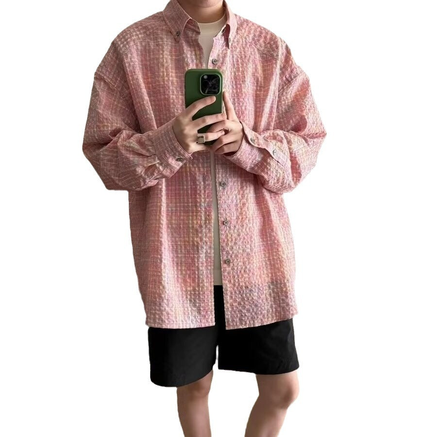 Men's Retro Loose Casual Plaid Shirt