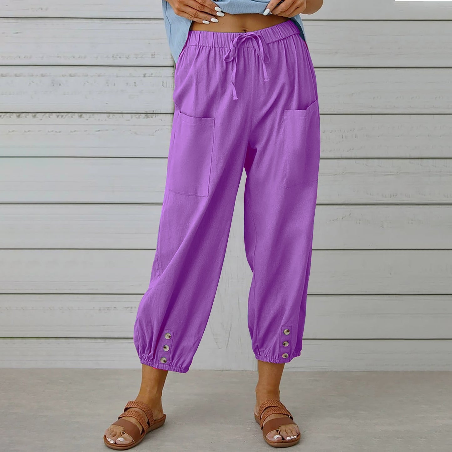 Women's Casual Nine-point Pants Wide Leg