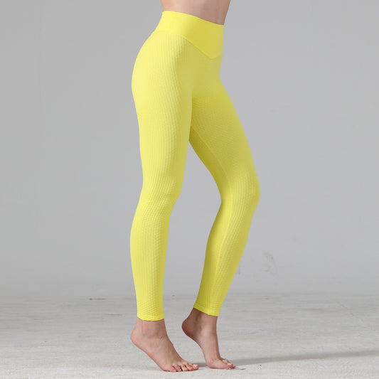 Seamless Peach Hip Solid Color Honeycomb Pants