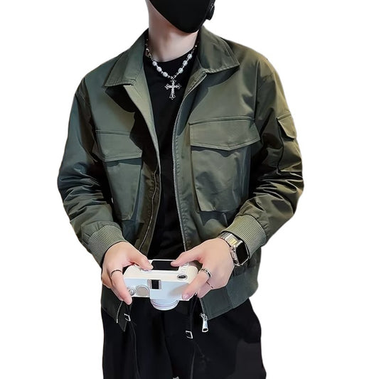 Mens Retro Stand-Up Collar Workwear Jacket