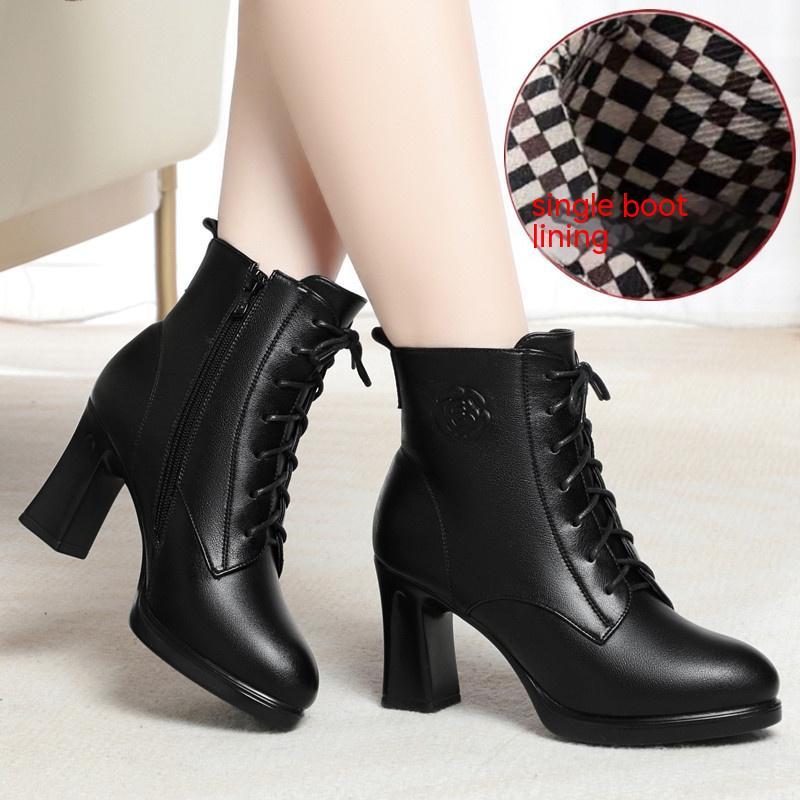 Cotton Shoes Middle Help Plus Velvet High Heel Warm