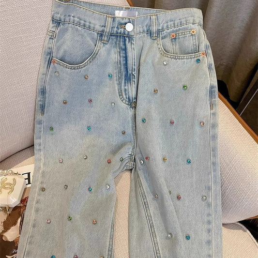 Fashionable Chic Loose Light Color Mop Trousers