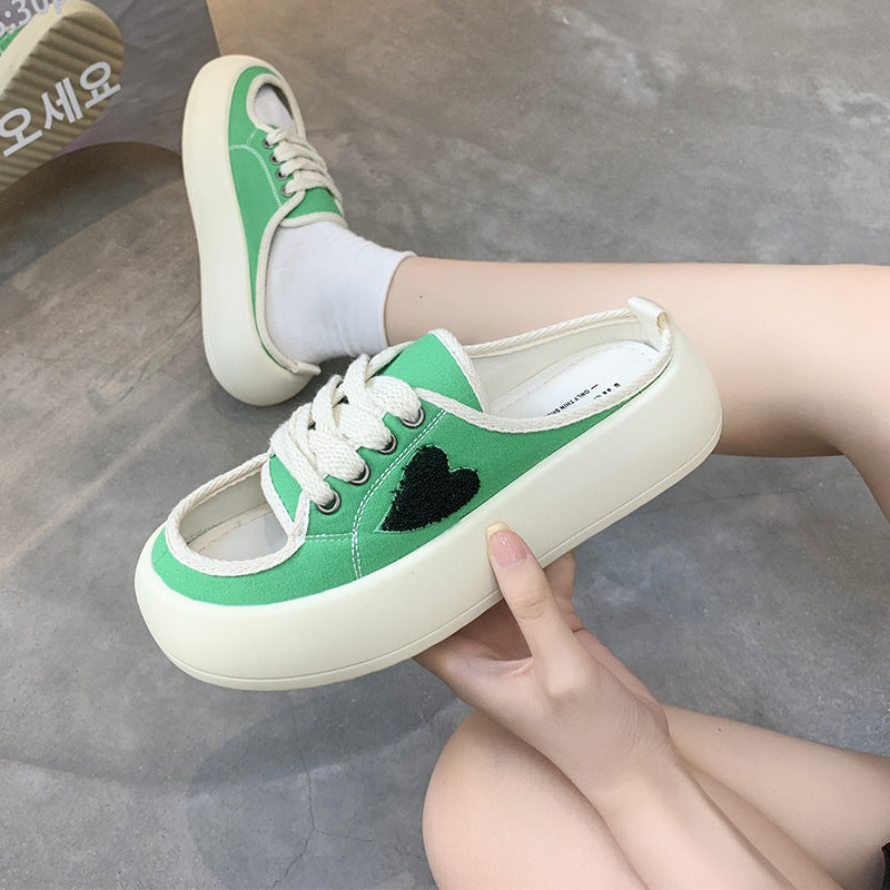 Canvas Slippers Women's New Baotou Sponge Cake Bottom Fashion