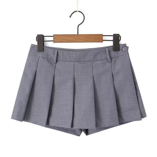Design Sense Fake Pleated Pantskirt High Waist Suit Skirt