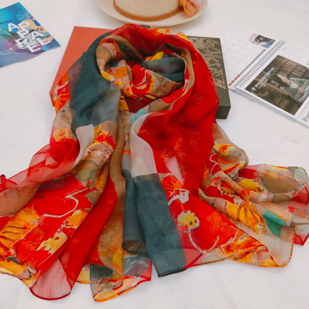 Women's Autumn Digital Inkjet Printing Silk Scarf