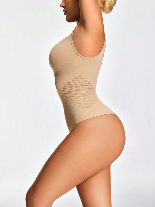 Women's Tank Top Shapewear Bodysuit - Tummy Waist Back Control With Butt-Lift Sheer Back