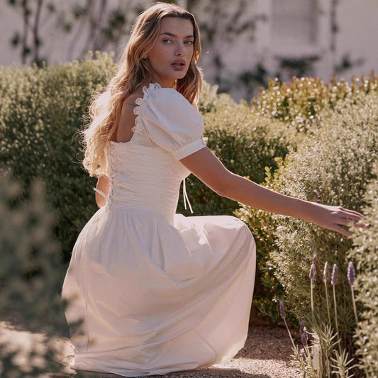 Elegant Figure-flattering Dress With Pleated Straps