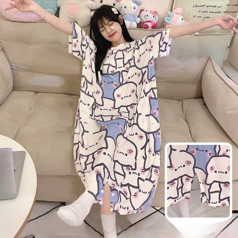 Short Sleeved Cartoon Loose Pajamas