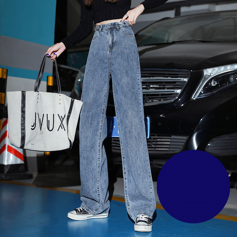 Wide-leg Autumn Thin High-waisted Loose Drape Straight Mopping Women's Jeans