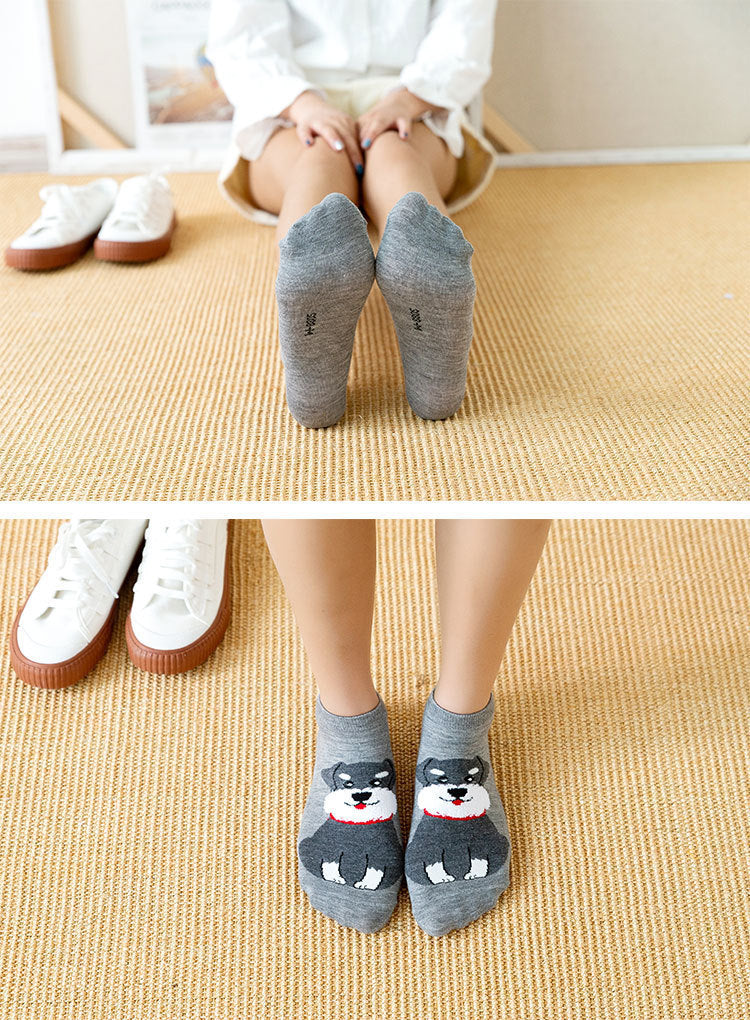 Cartoon Cat And Dog Pattern Personalized Cotton Socks
