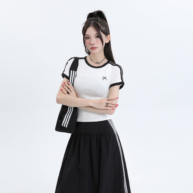 Lace Striped Quick-dry Casual Skirt
