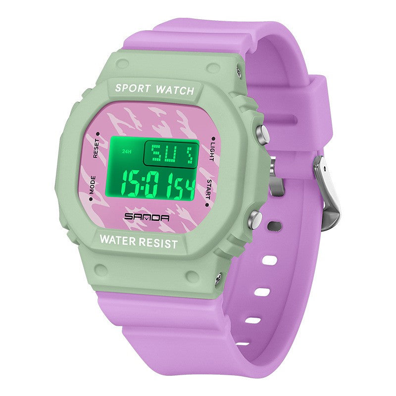 Square Electronic Watch Colorful Creativity For Male And Female Students