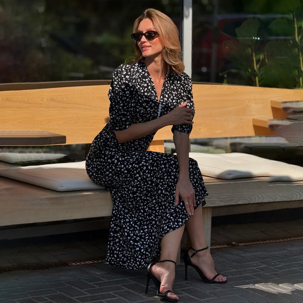 Retro Floral Elegant Figure-flattering Fashion Dress