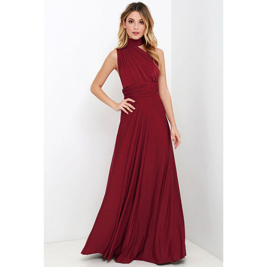Solid-color V-neck Crossover Dress