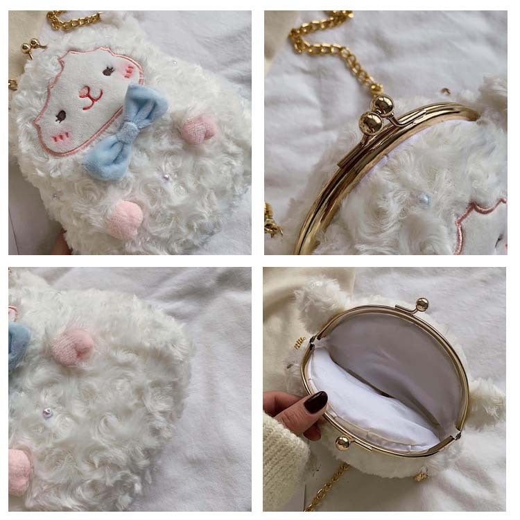 Female Sheep Cute New Chain Plush Diagonal Bag