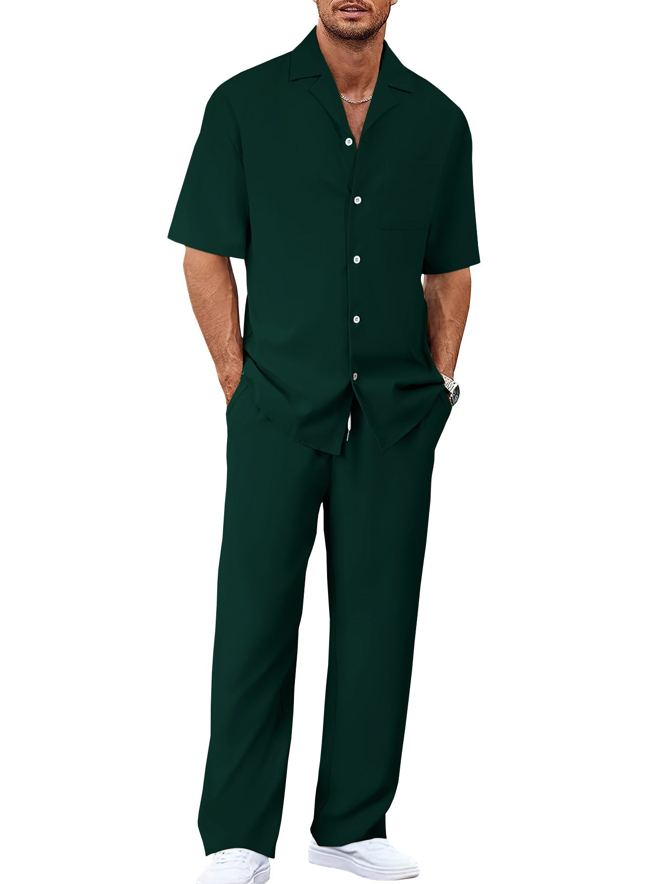 Lapel Short-sleeved Trousers Trendy Men's Clothing Suit