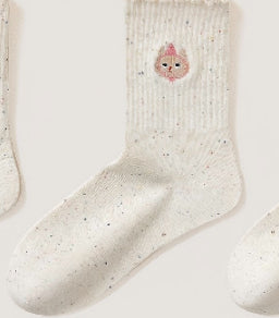 Embroidered Ruffle-ankle Socks For Women
