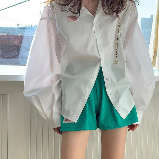 Women's Elastic High Waist Loose Casual Wide Leg Shorts