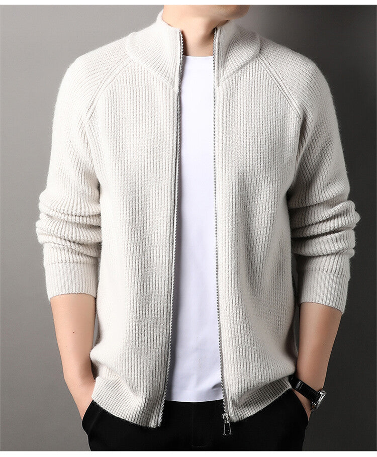 Herre afslappet all-match cardigan-sweater med opretstående krave