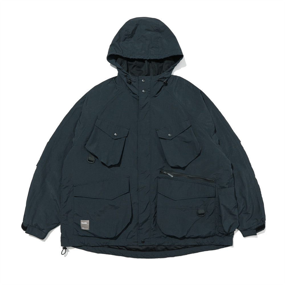 Hooded Multi-pocket Technical Work Jacket Men's