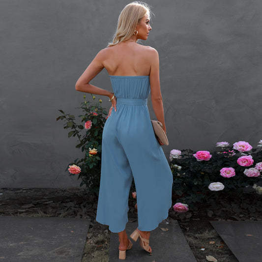 European And American Women's Ninth Loose Jumpsuit Wide Leg Pants