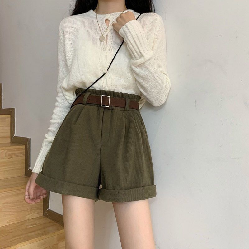 Women's Autumn Winter Corduroy Shorts Loose Fit Pants