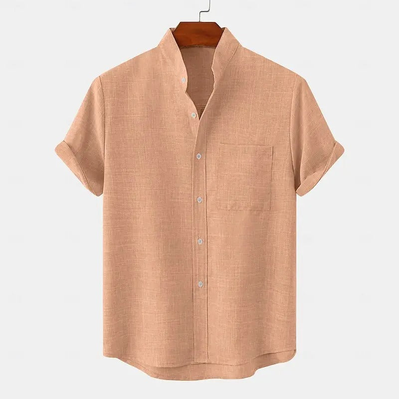 Men's Solid Color Casual Shirt With Pocket