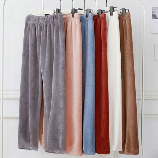 Loose-fitting Ankle-cinched Casual Pants With A Brushed Liningextra-thick And Cozy For Lounging At Home