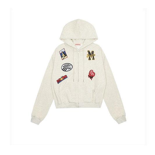 American Retro Hot Girl Loose Hooded Sweater Cardigan